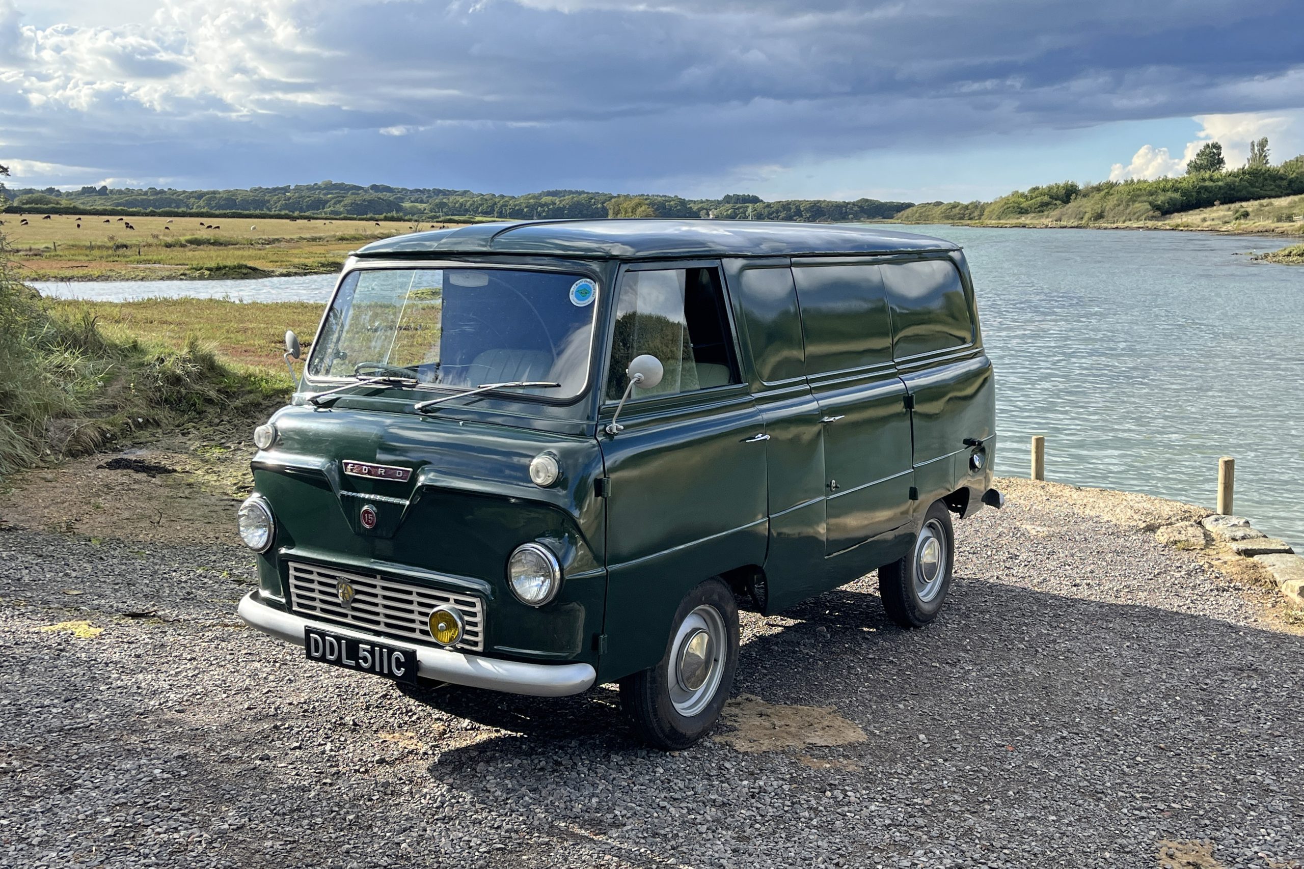 Ford Thames van by the waterside.